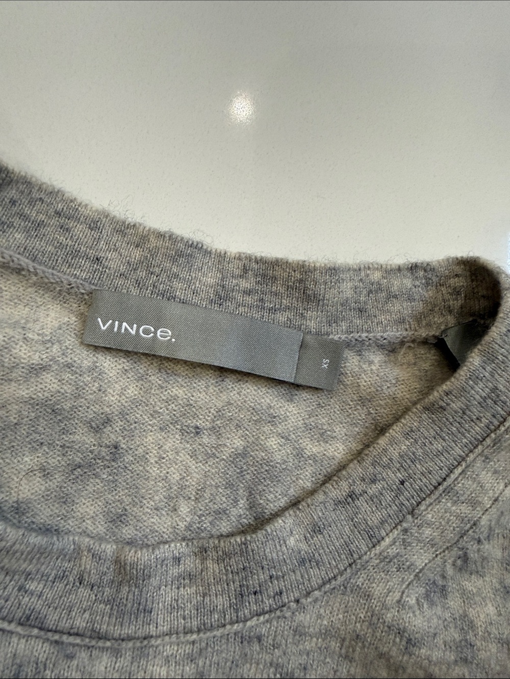 Vince Light Heather Gray Oversized Wool & Cashmere Blend Crew Sweater
